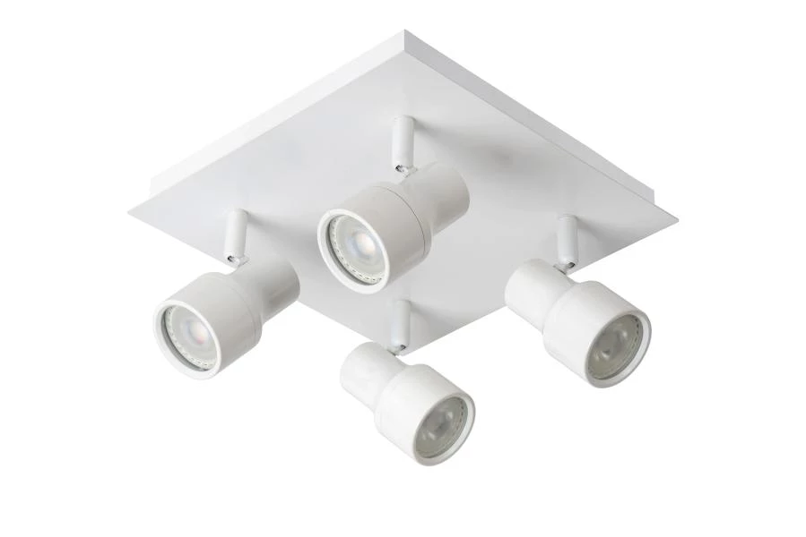 Lucide SIRENE-LED - Ceiling spotlight Bathroom - Ø 10 cm - LED Dim. - GU10 - 4x5W 3000K - IP44 - White - off